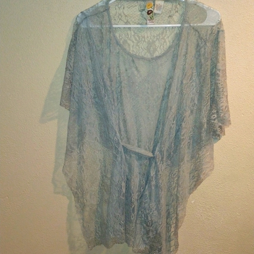 Mimi Chica Light Blue Lace Tunic with Belt S